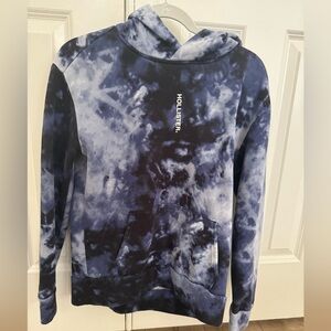 Hollister Navy and White Tie-Dye Hoodie